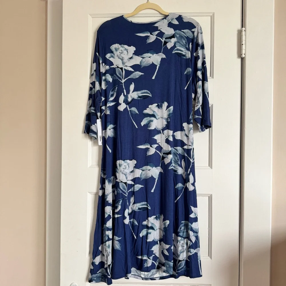 SOFT SURROUNDINGS NWT Hyannis Navy Floral Rose Casual Dress Size 1X Women’s - Picture 6 of 6